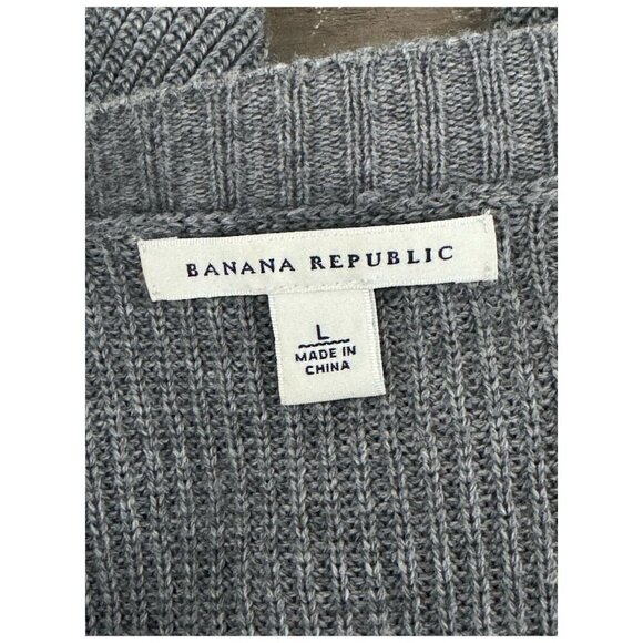 Banana Republic Gray Merino WOOL Double Breasted Cardigan Sweater *FLAW Size L - Picture 3 of 9